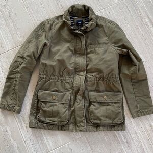 GAP Khaki olive green navy and white Lined Jacket
